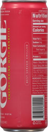 Gorgie Watermelon Crush Energy Drink, 12 FZ (Pack of 4)