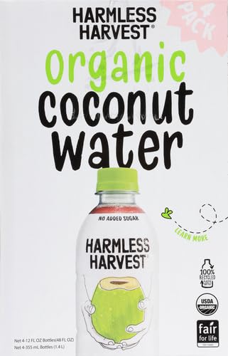 Harmless Harvest Organic Coconut Water, Original, 12 Fl Oz (Pack of 4)