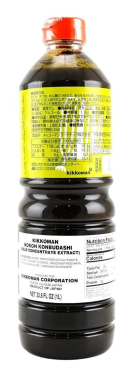 Kikkoman Nokoh Konbu Dashi Concentrated Soup Base – Umami-Rich Kelp Broth Concentrate – Japanese Style Stock for Soups, Noodles & Cooking - 33.8 Fl Oz Bottle