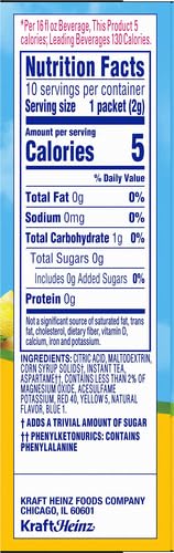 Crystal Light Sugar-Free Lemon Iced Tea On-The-Go Powdered Drink Mix 10 Count, Pack of 1