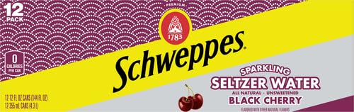 Schweppes Black Cherry Seltzer, 12 fl oz cans, 12 pack