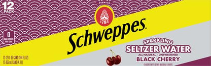 Schweppes Black Cherry Seltzer, 12 fl oz cans, 12 pack