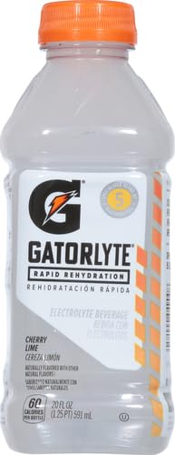 Gatorlyte Rapid Rehydration Electrolyte Beverage, Cherry Lime, 20oz Bottle
