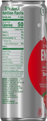 V8 +Energy Sparkling Strawberry Kiwi Juice Energy Drink, 11.5 fl oz Can (Pack of 4)
