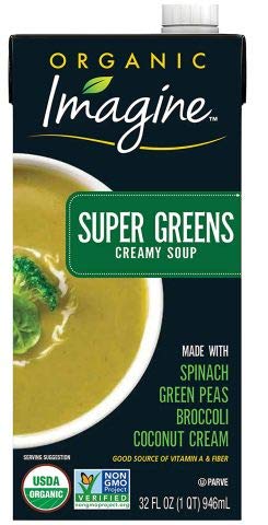 Imagineig Organic Soup Variety Pack: Super Greens, Sweet Pea, Creamy Garden Tomato, Creamy Butternut Squash, 32 ounce (Pack of 4)