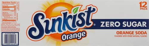 Sunkist Zero Sugar Orange Soda | 12 fl. oz. Cans | 12 Pack | Pack of 2