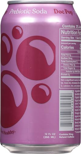 Poppi Prebiotic Soda, Doc Pop, 12 Fl Oz (Pack of 6)