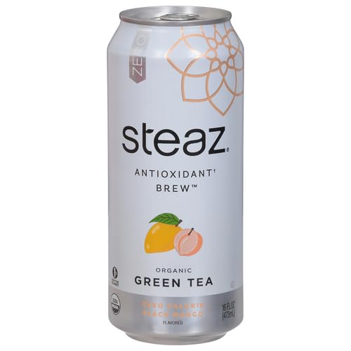 Steaz, Tea Iced Peach Mango Zero Calories Organic, 16 Fl Oz