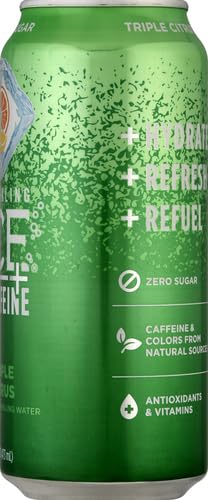 Sparkling Ice® +Caffeine, Citrus Twist Flavored Sparkling Water with Caffeine, Zero Sugar, with Vitamins and Antioxidants, Low Calorie Beverage, 16 fl oz Can (Pack of 2)