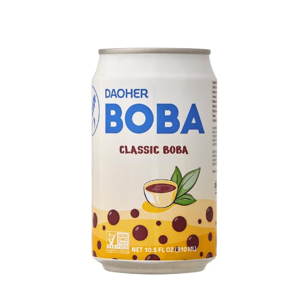 DaoHer Classic BOBA Milk Tea – Premium Ready-to-Drink Bubble Tea with Konjac Pearls – Shelf-Stable Canned Beverage – Authentic Taiwanese Flavor – 10.5 Fl Oz Cans, Pack of 12 – No.1 Canned BOBA Brand