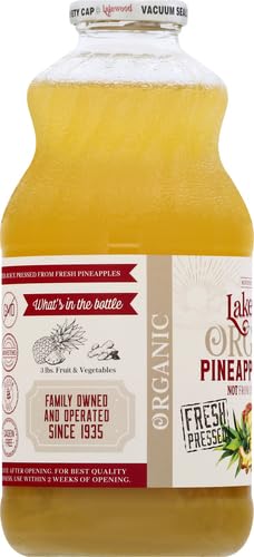 Lakewood Organic Pineapple Ginger Juice, 32 FZ (Pack of 4)