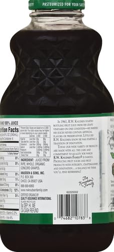 R.W. Knudsen Organic Just Concord Grape Juice, 32 Ounces (Packaging May Vary) (Pack of 5)