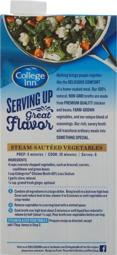 COLLEGE INN 40% Less Sodium Chicken Broth, 32 oz Carton