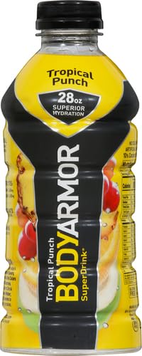 BODYARMOR Sports Drink Sports Beverage, Tropical Punch, Natural Flavor With Vitamins, Potassium-Packed Electrolytes, No Preservatives, Perfect For Athletes, 28 Fl Oz
