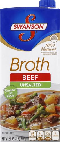 SWANSON S 100% Natural Unsalted Beef Broth, 32 oz Carton (Pack of 4)