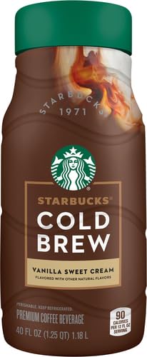 Starbucks Cold Brew Coffee, Vanilla Sweet Cream, 40 Fl Oz Bottle, Naturally Flavored, Colombian Blend, Iced Coffee Drink