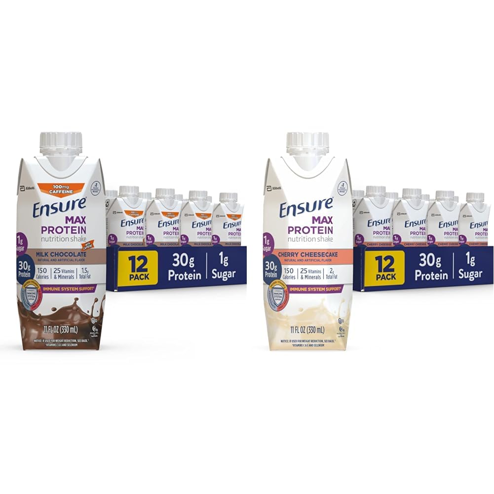Ensure Max High Protein Nutrition Shake Milk with 30g of Protein 1g of Sugar & Max Protein Nutrition Shake, with 30g of Protein
