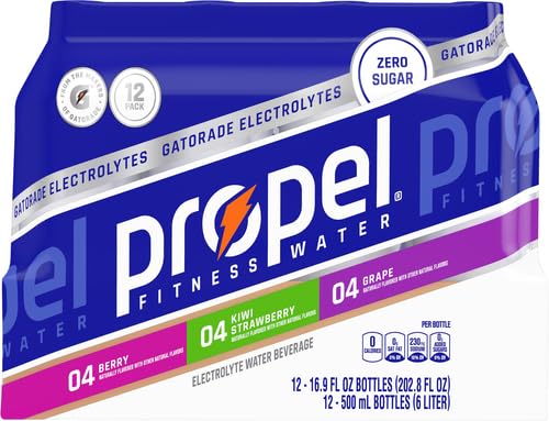 Propel,3 Flavor Variety Pack,Zero Calorie Sports Drinking Water with Electrolytes and Vitamins C&E,16.9 Fl Oz,(Pack of 24)