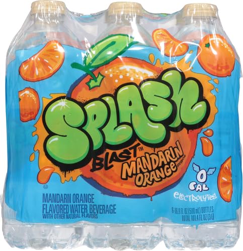 Splash Refresher Mandarin Orange Flavored Water, 16.9 Fl Oz, Plastic Bottle, Pack of 24