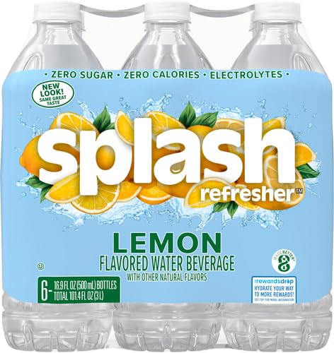 Splash Blast Water, Lemon, 16.9 Fl Oz | Pack of 30 | Plastic Bottle