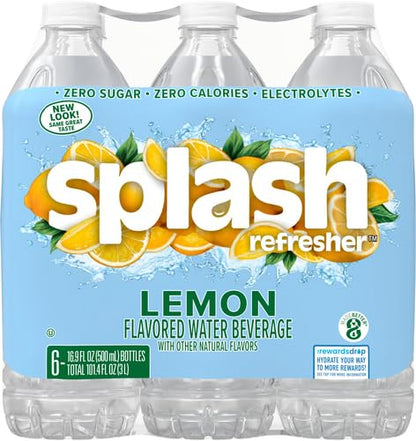 Splash Blast Water, Lemon, 16.9 Fl Oz | Pack of 30 | Plastic Bottle