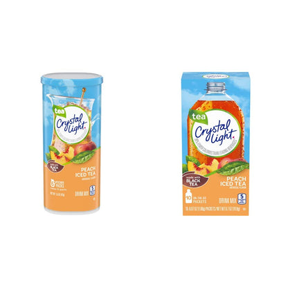 Crystal Light Sugar-Free Peach Iced Tea Powdered Drink Mix Bundle (72 Pitcher Packets + 120 On-The-Go Packets)