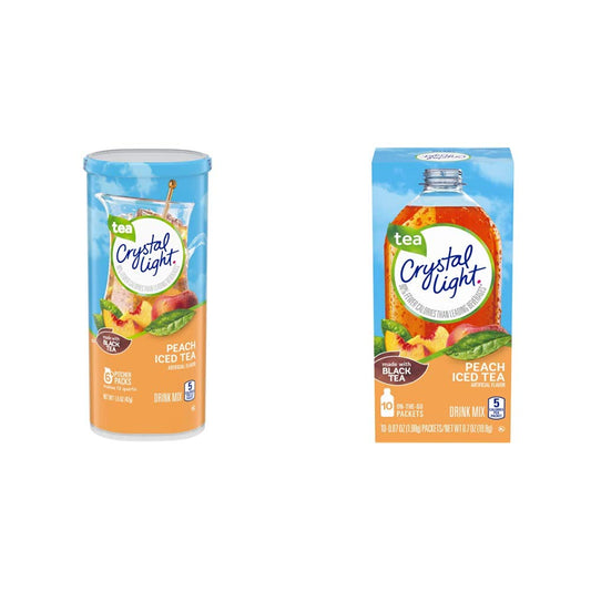 Crystal Light Sugar-Free Peach Iced Tea Powdered Drink Mix Bundle (72 Pitcher Packets + 120 On-The-Go Packets)