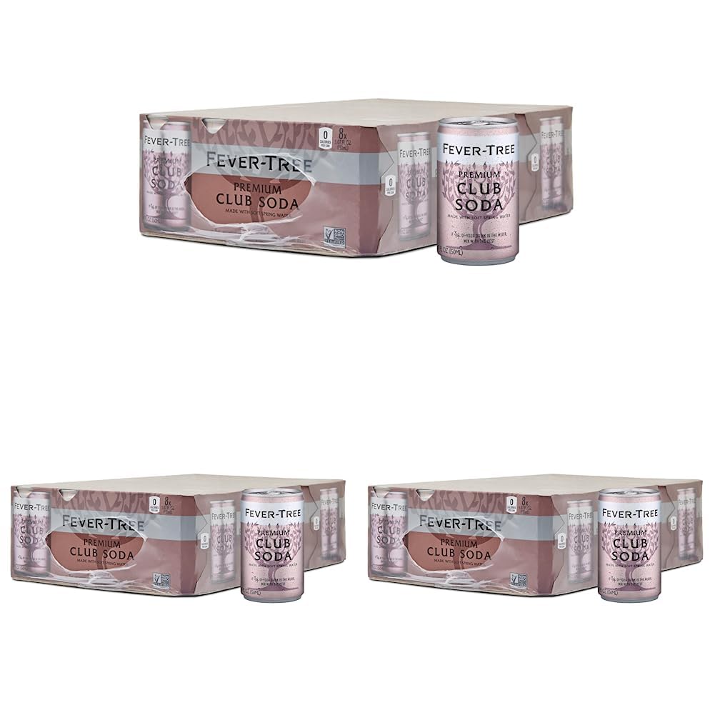 Fever-Tree Premium Club Soda Cans, 24pk/5.07 Fl Oz, No Artificial Sweeteners, Flavorings or Preservatives (Pack of 3)