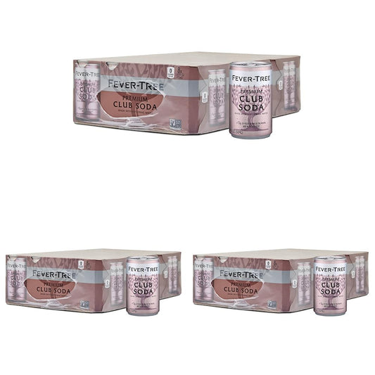 Fever-Tree Premium Club Soda Cans, 24pk/5.07 Fl Oz, No Artificial Sweeteners, Flavorings or Preservatives (Pack of 3)