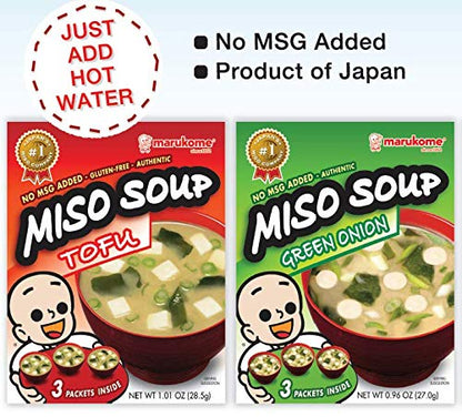 Marukome Miso Inst Green Onion (3-Count), 0.96-Ounce Packages (Pack of 12)