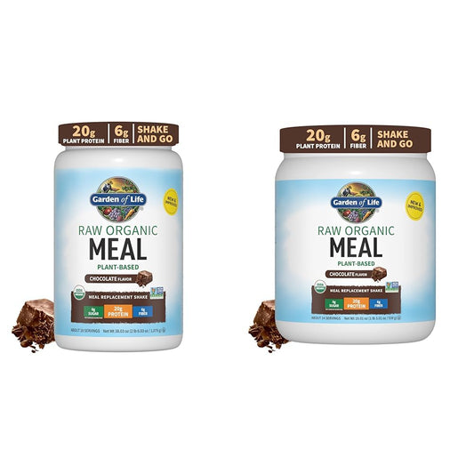 Garden of Life Raw Organic Meal Replacement Shakes 28 Servings and Vegan Protein Powder 14 Servings Bundle