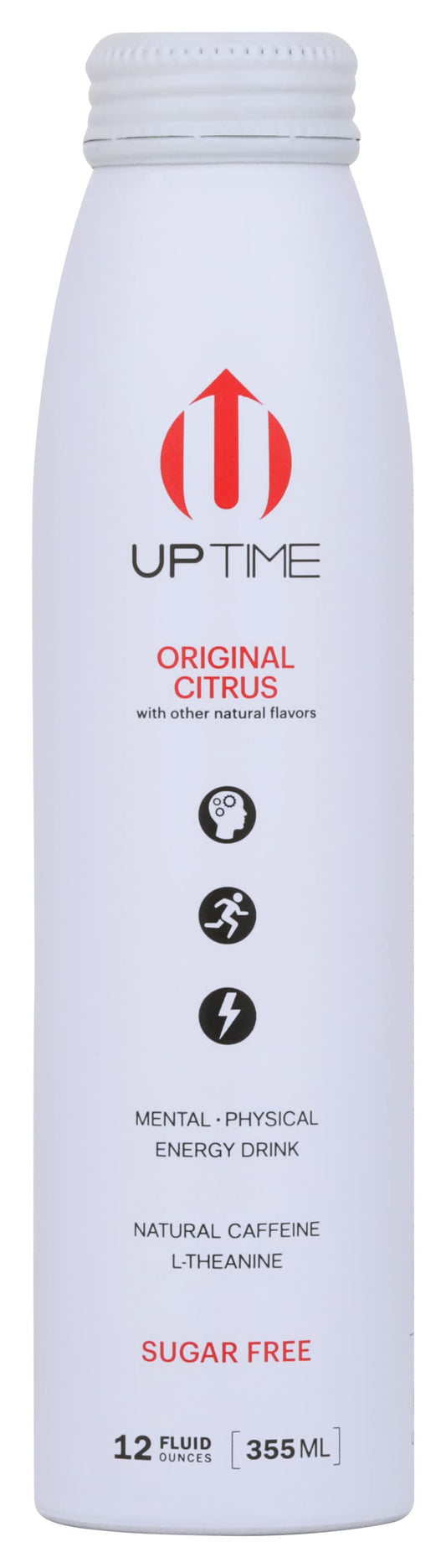 Uptime Original Citrus Energy Drink, with Other Natural Flavors, Natural Caffeine, Sugar Free, Vegan, Gluten Free & Non-GMO, 12 Fluid Ounce (Pack of 12)