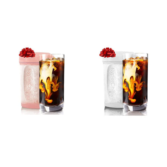 Bundle of HyperChiller HC2RG Patented Iced Coffee/Beverage Cooler, 12.5 Oz, Rose Gold + HyperChiller HC2W Patented Iced Coffee/Beverage Cooler, 12.5 Oz, White, Reusable for Iced Tea, Wine, Alcohol