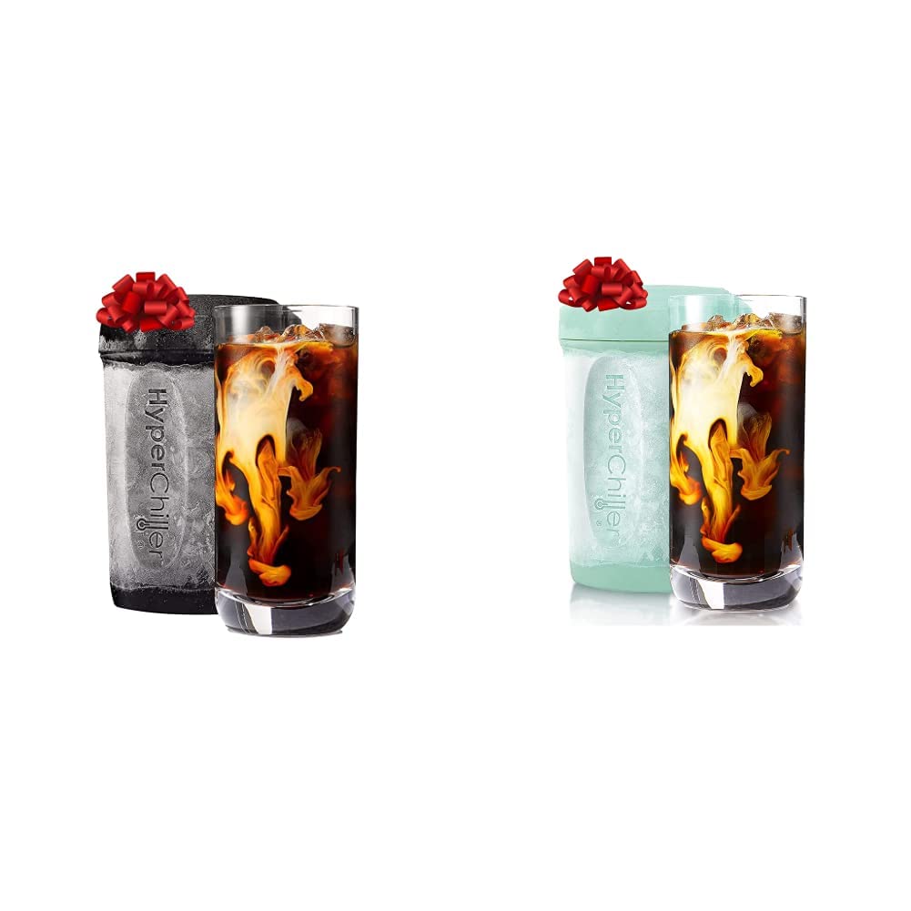 Bundle of HyperChiller HC3 Patented Iced Coffee/Beverage Cooler, 12.5 Oz, Black + HyperChiller HC2M# Patented Iced Coffee/Beverage Cooler, 12.5 Oz, Spearmint, Reusable for Iced Tea, Wine, Alcohol