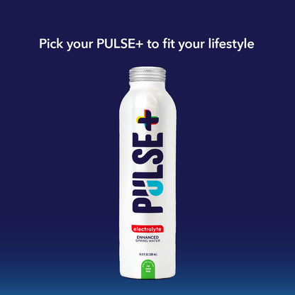 Pulse+ Electrolyte Water - Naturally Filtered Spring Water in 16.9-Ounce Aluminum Bottles, Recyclable and BPA-Free - Case of 12