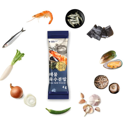 Korean Seafood Stock Powder – 30 Sachets (4g Each) | Seafood Broth Powder for Soup & Cooking 해물육수분말