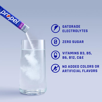 Propel Electrolyte Powder Drink Mix, Black Cherry, (32 Servings), Zero Sugar, Enhanced Water Beverage, Gatorade Electrolytes, Vitamins, No Added Colors, No Artificial Flavors, Hydration