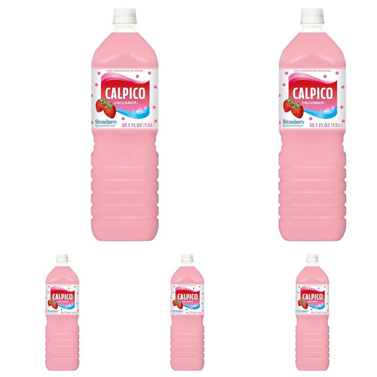Calpico Soft Drink, Strawberry, 50.7 FZ (Pack of 5)