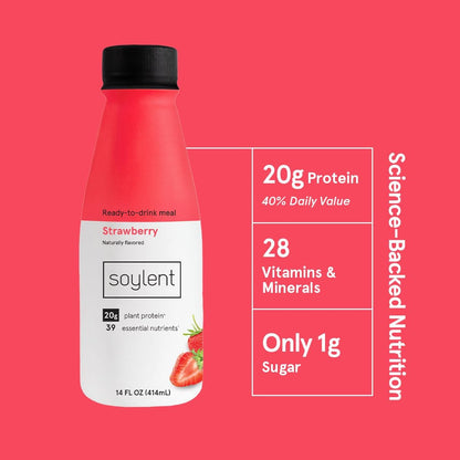 Soylent Meal Replacement Shake Bundle - Strawberry & Creamy Chocolate - Two 12 Packs of 14oz Bottles
