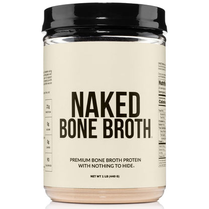 NAKED Bone Broth - Beef Bone Broth Protein Powder - 21G Protein, 17G Collagen - Gut Health and Joint Supplement - Unflavored - No GMO, Gluten-Free, Soy Free - 1LB