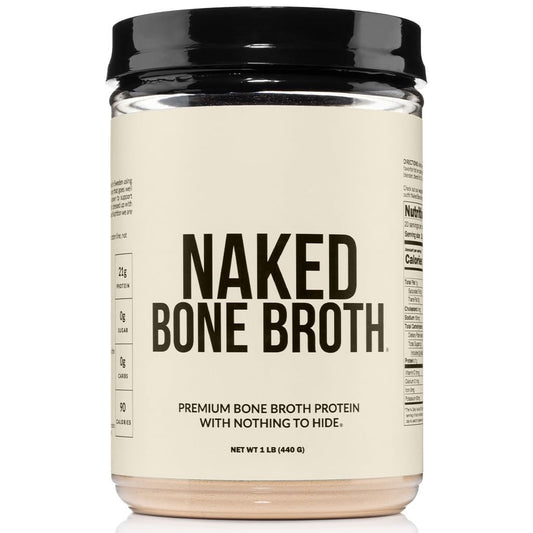NAKED Bone Broth - Beef Bone Broth Protein Powder - 21G Protein, 17G Collagen - Gut Health and Joint Supplement - Unflavored - No GMO, Gluten-Free, Soy Free - 1LB