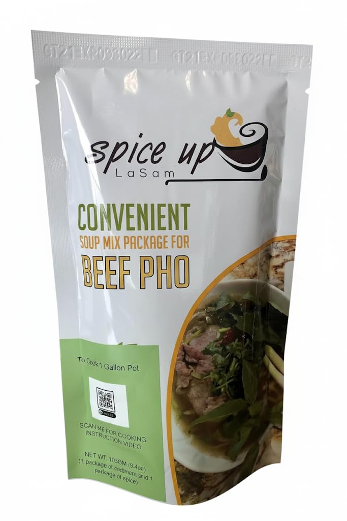 LaSam Beef Pho Soup Base – Convenient Vietnamese Broth Mix & Spice Packet | Cooks 1 Gallon | 3.4oz