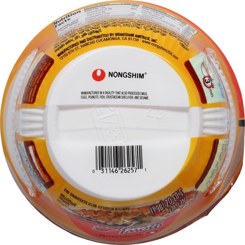 Nongshim Ramen Noodles, Gourmet Instant Ramen bowl, Premium Microwavable Noodle Soup, Spicy Chicken, 3.03 Ounce