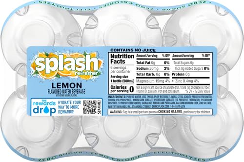 Splash Blast Water, Lemon, 16.9 Fl Oz | Pack of 30 | Plastic Bottle