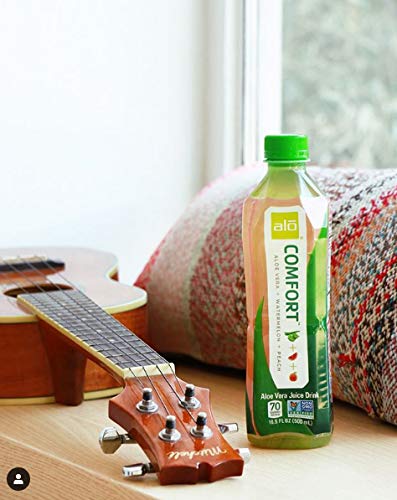 Alo Comfort Watermelon and Peach Aloe Vera Juice Drink, 16.9 Fluid Ounce - 12 per case.