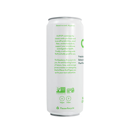 OLIPOP Sparkling Prebiotic Soda,Ridge Rush,Pantry Pack Packed with Prebiotics,Fiber,and Botanicals,Gluten Free,Vegan,GMO Free,12oz Skinny Can,(Pack of 24)