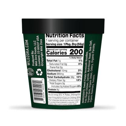 Wild Zora Vermicelli Noodle Soup - Instant Cup of Soup Snack w/Sweet Potato Glass Noodles, Gluten Free Made w/Real and Traditional Soup Ingredients, Grain-Free - Variety (4-Pack)