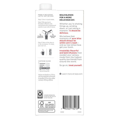 TAZO Strawberry Matcha Concentrate, Easy-to-Serve for Everyday Refreshers and Mocktails, 32 oz Carton