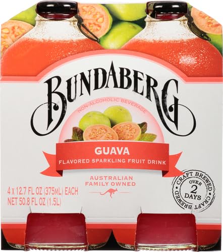Bundaberg Sparkling Fruit Drink, Guava, 12.7 fl oz, 4 Count (Pack of 2)
