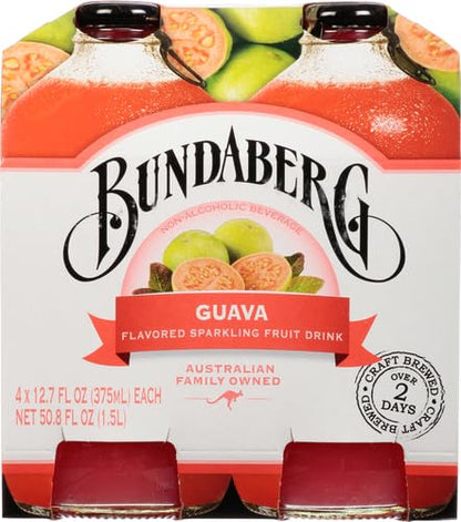 Bundaberg Sparkling Fruit Drink, Guava, 12.7 fl oz, 4 Count (Pack of 2)